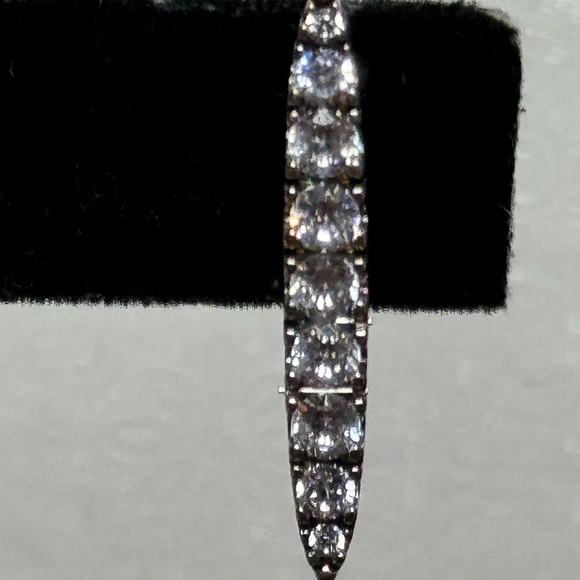 Sterling silver and CZ dangle bar post earrings - Picture 7 of 13